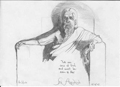 Sri Aurobindo in his study room, 1950.